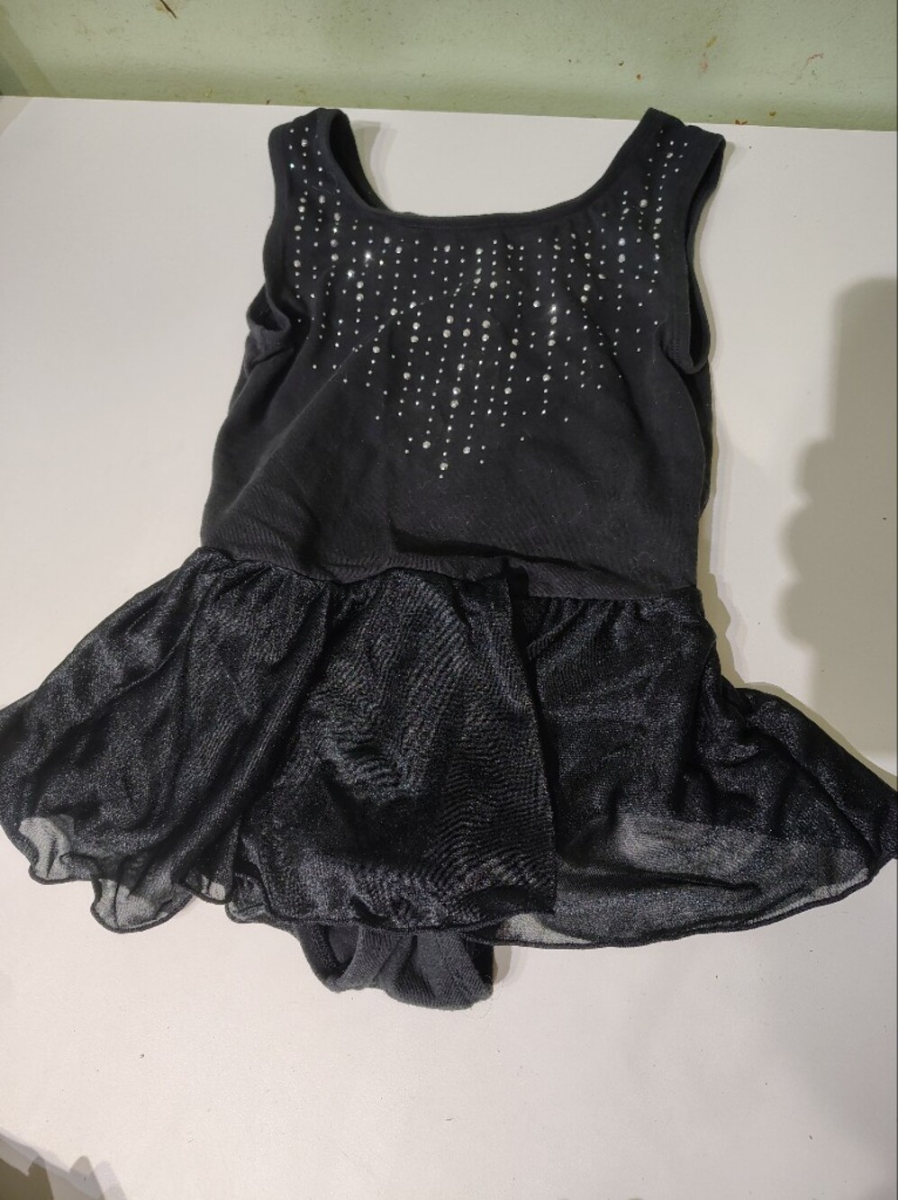 Cat & Jack Leotard Dance Attire Size 8 Medium Girls Black Rhinestones Tutu